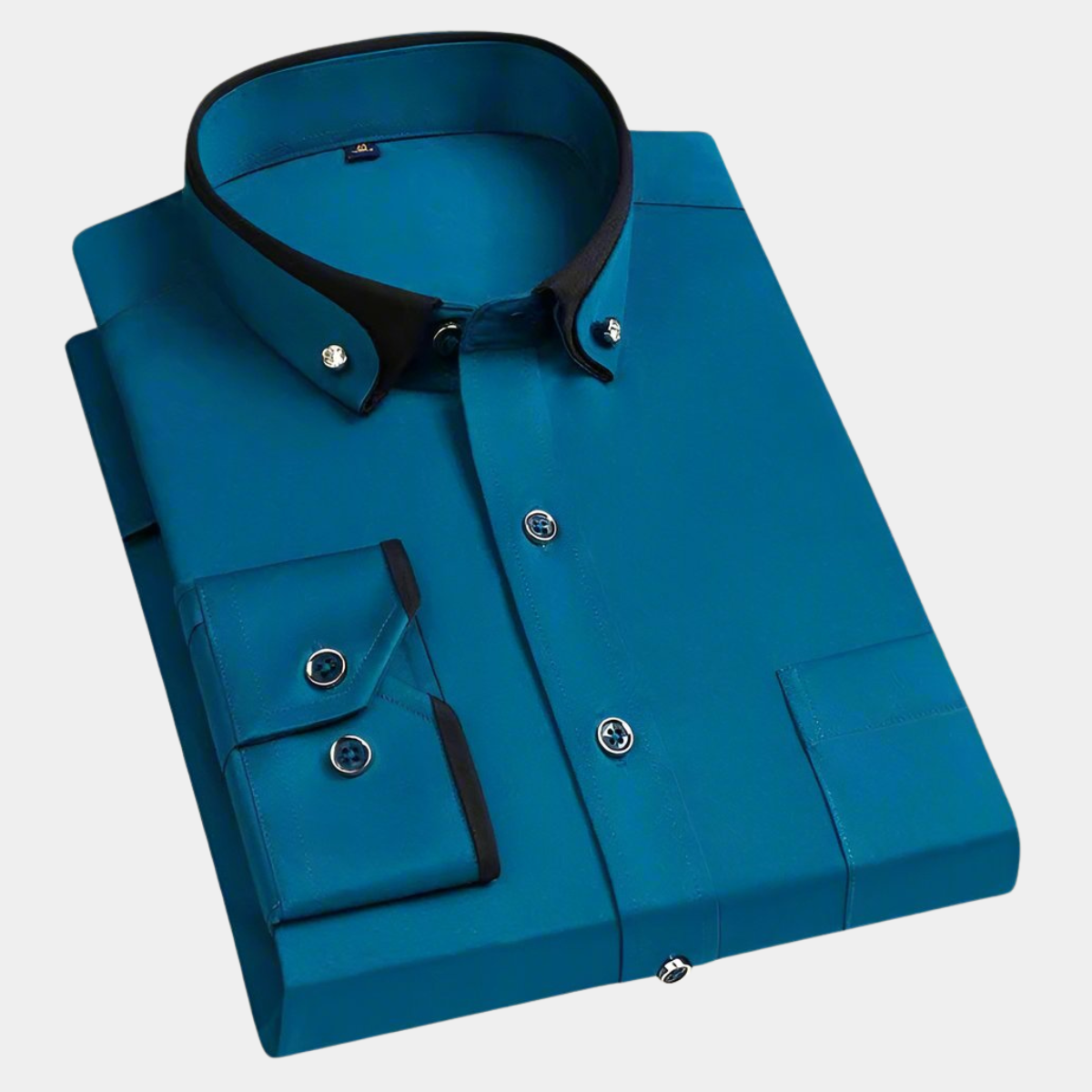 Chemise classique pour homme à manches longues en coton avec col contrasté