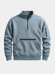 Pull en polaire pour homme à coupe ajustée avec poche sur la manche et bords côtelés