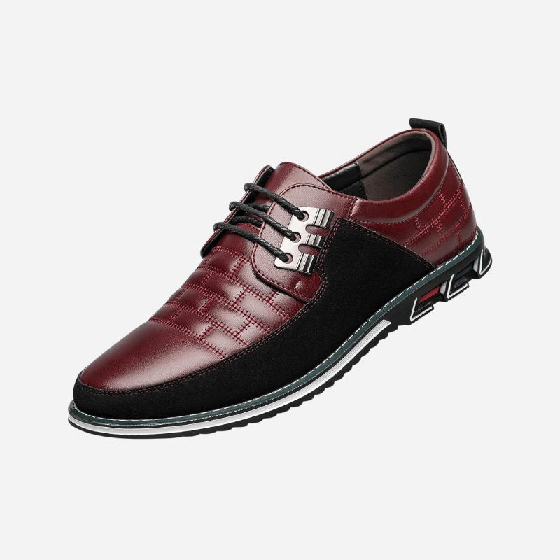 Chaussures homme en cuir perforé respirant avec semelle souple