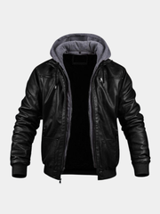 Veste en cuir authentique pour homme, coupe ajustée au design classique et raffiné