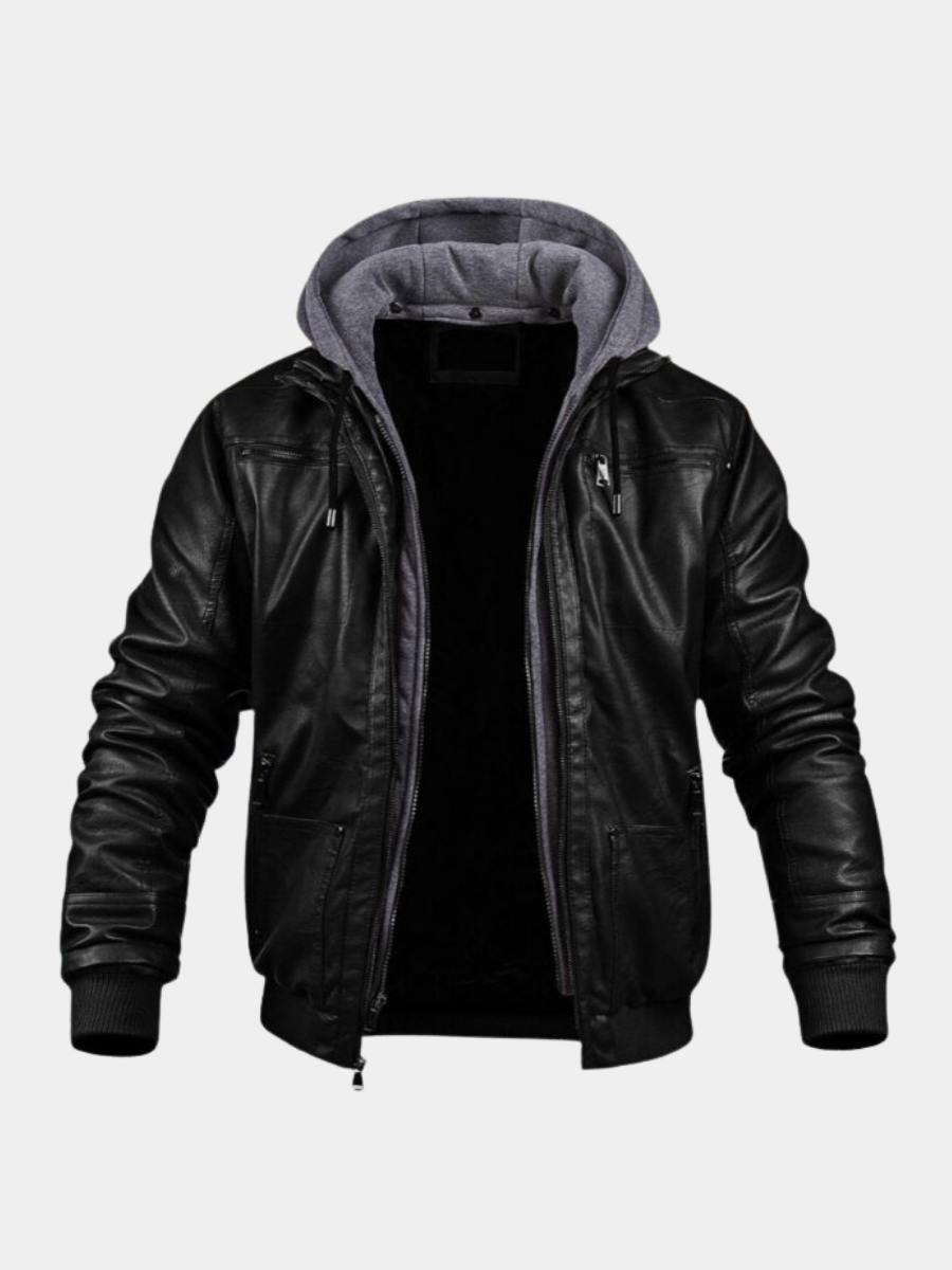 Veste en cuir authentique pour homme, coupe ajustée au design classique et raffiné