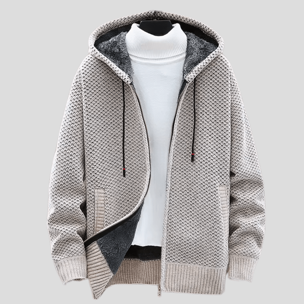 Sweat à capuche zippé pour homme avec doublure polaire, coupe régulière