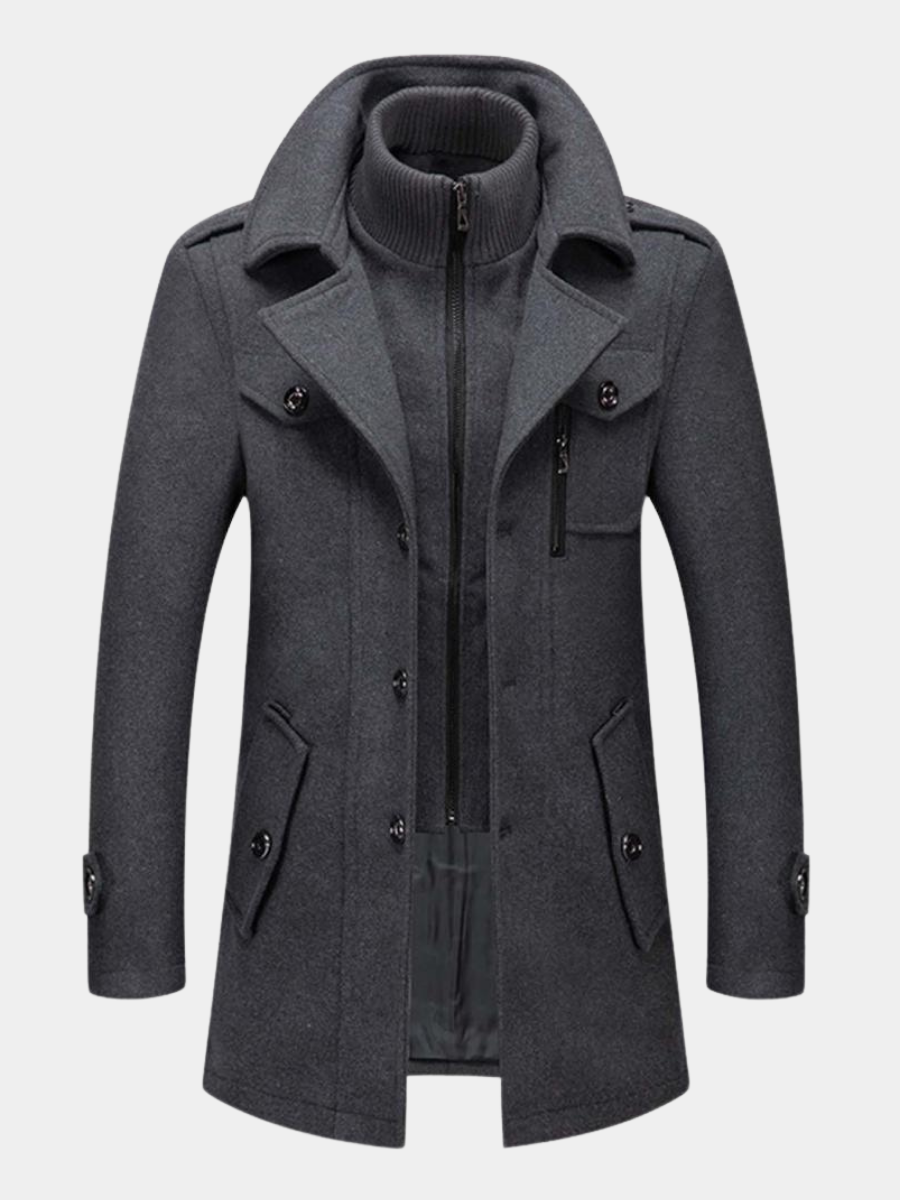Veste d'hiver pour homme aux lignes épurées, disponible en gris, noir et marron