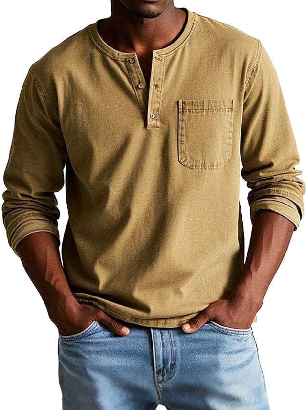 Chemise homme vintage à coupe décontractée, lignes épurées et boutons discrets