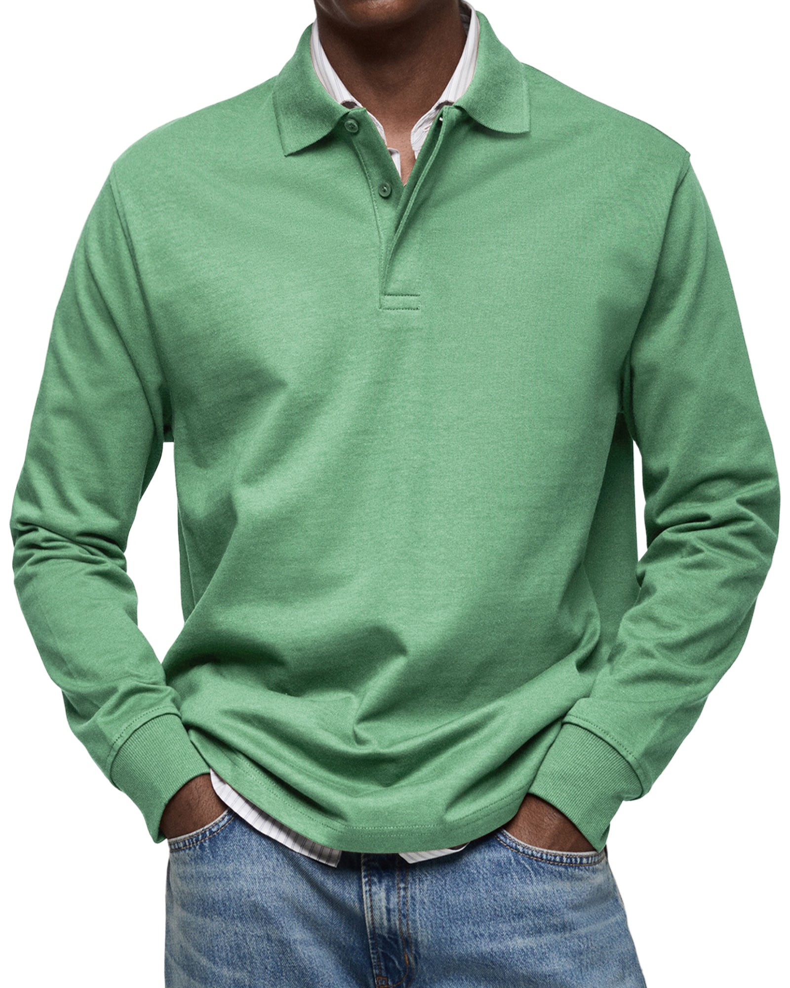 Polo à manches longues pour homme en coupe ajustée, look soigné et intemporel