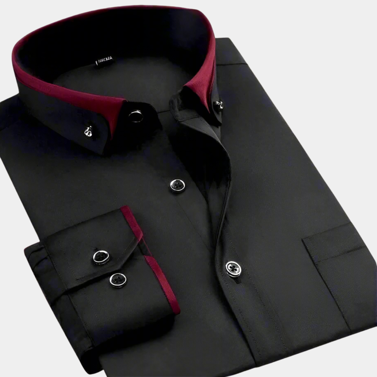 Chemise classique pour homme à manches longues en coton avec col contrasté