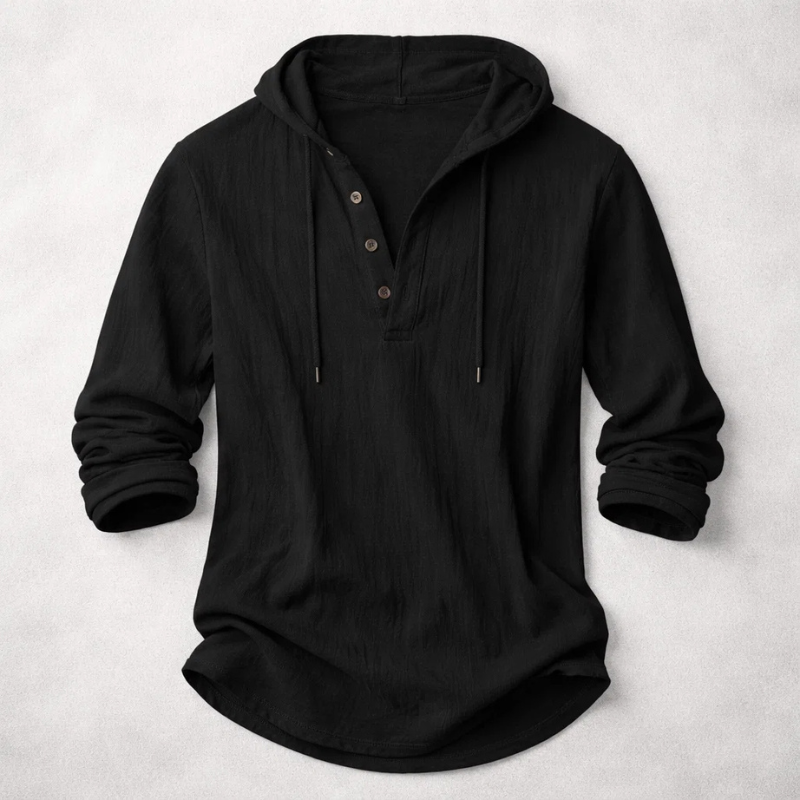 Chemise à capuche pour homme en coton et lin à coupe détendue