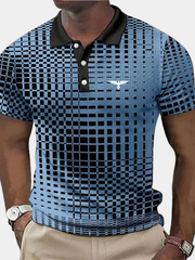 Polo casual pour homme à col classique boutonné et poignets côtelés