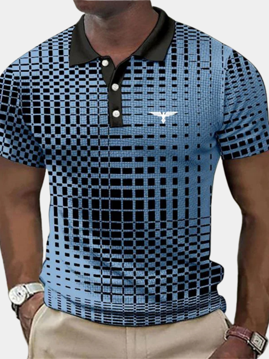 Polo casual pour homme à col classique boutonné et poignets côtelés