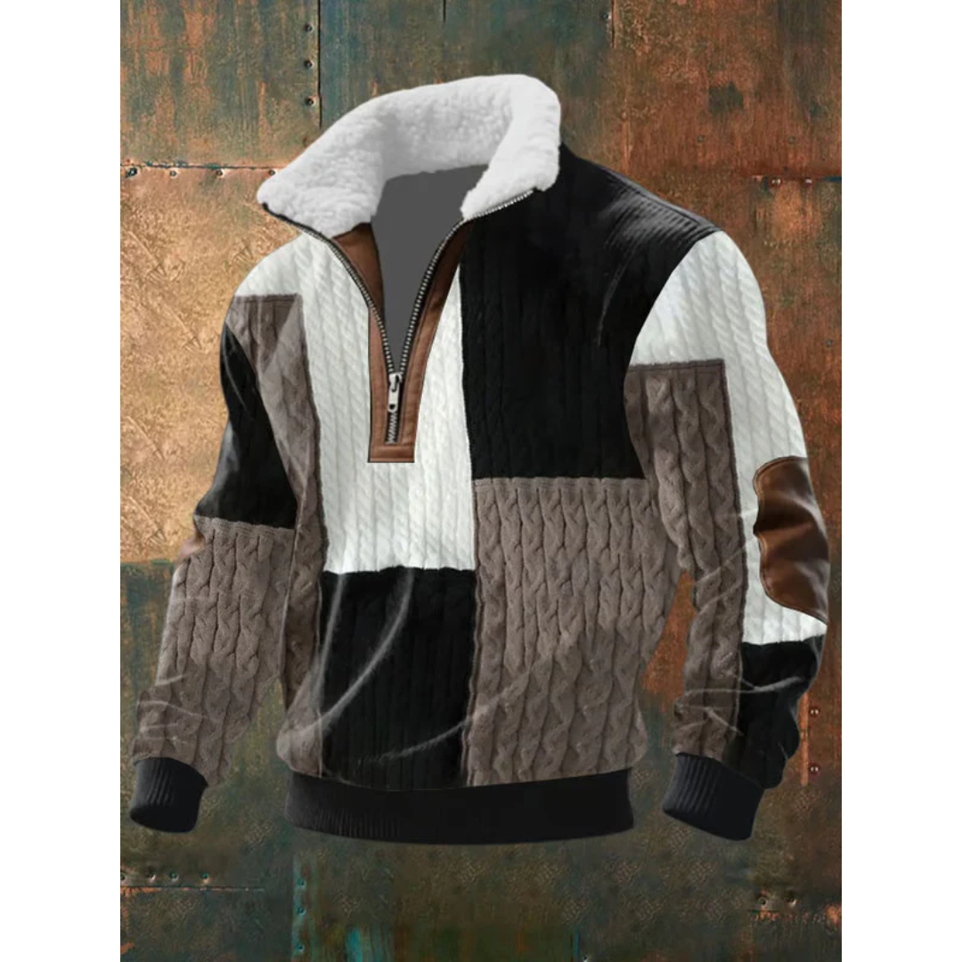 Pull à col haut en polaire pour homme, coupe épurée et col doublé