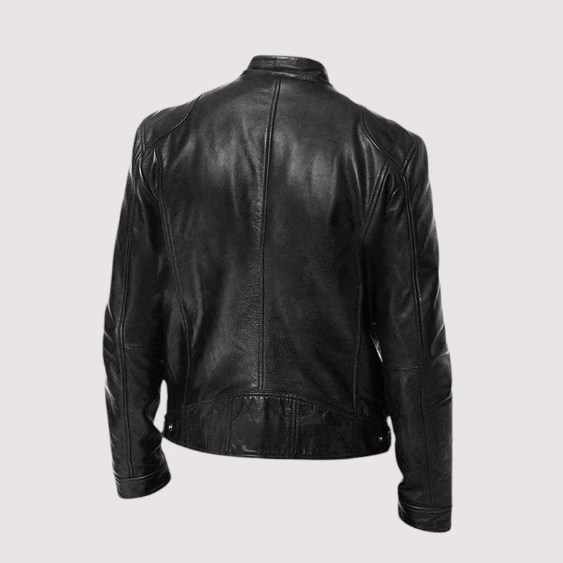 Veste en cuir véritable pour homme à coupe ajustée, portée en look décontracté