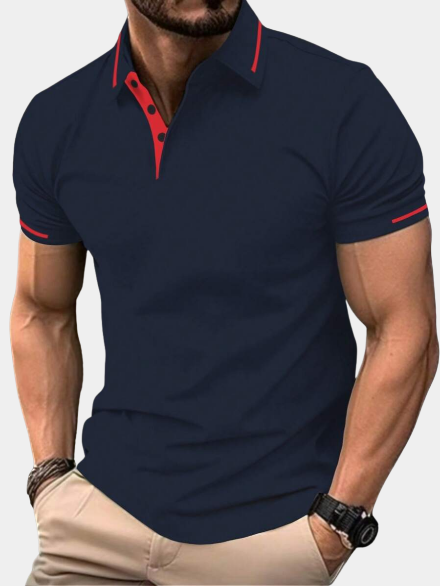 Polo pour homme en polyester à coupe classique avec détail de boutons