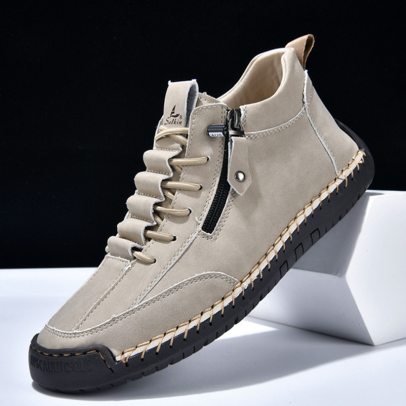 Chaussures en nubuck pour homme avec fermeture éclair latérale et semelle en caoutchouc