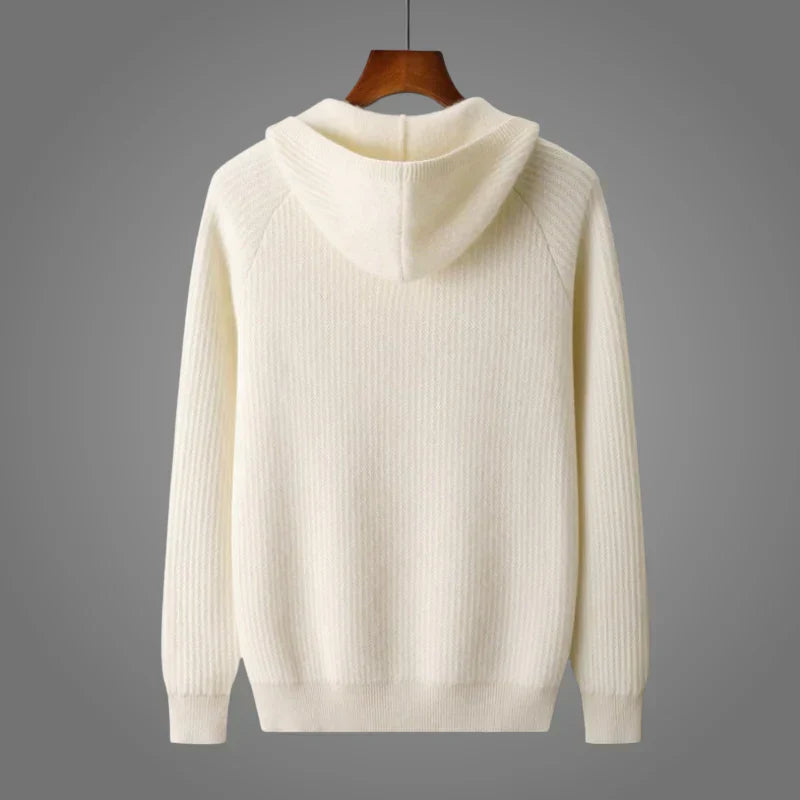 Sweat à capuche en laine mérinos pour homme avec texture en nid d'abeille