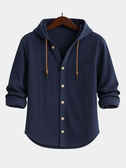 Chemise à capuche en coton doux pour homme, coupe regular