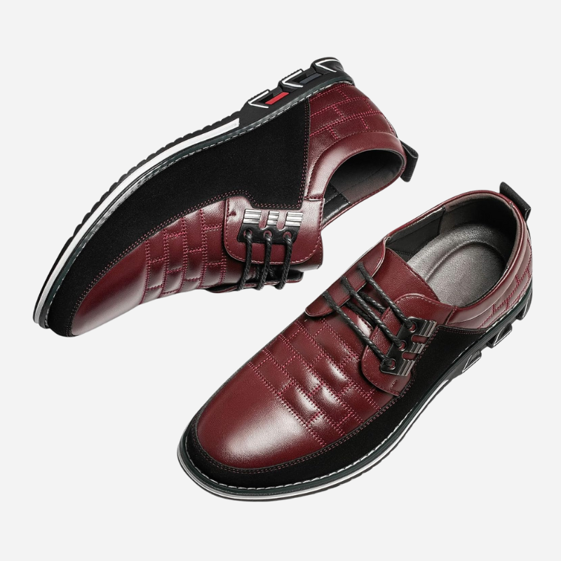 Chaussures homme en cuir perforé respirant avec semelle souple