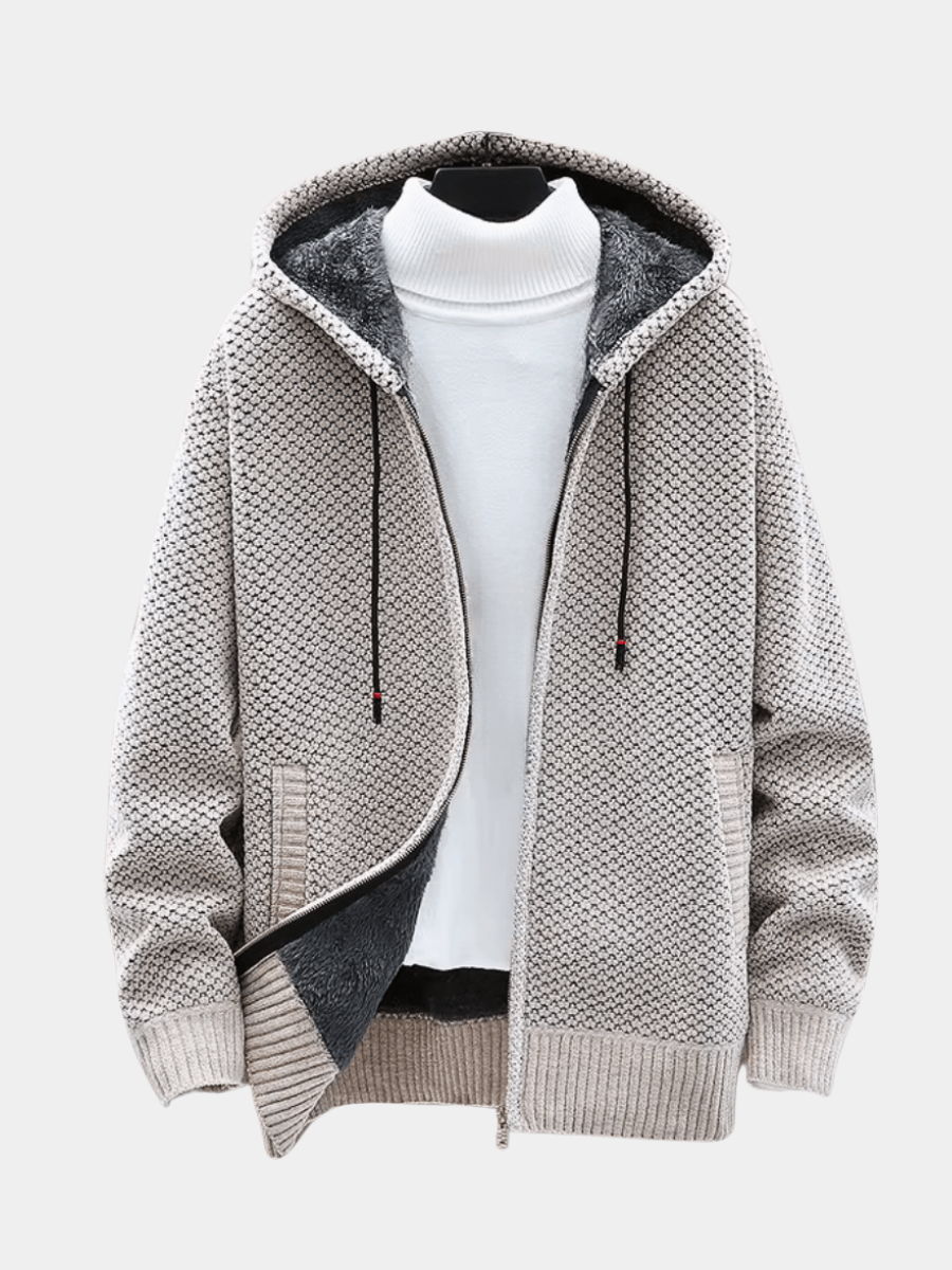 Sweat à capuche zippé pour homme avec doublure polaire, coupe régulière