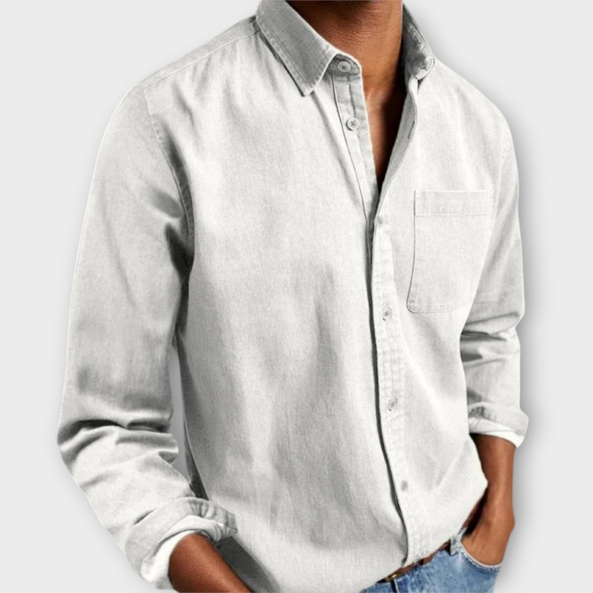 Chemise habillée pour homme à col boutonné en tissu respirant