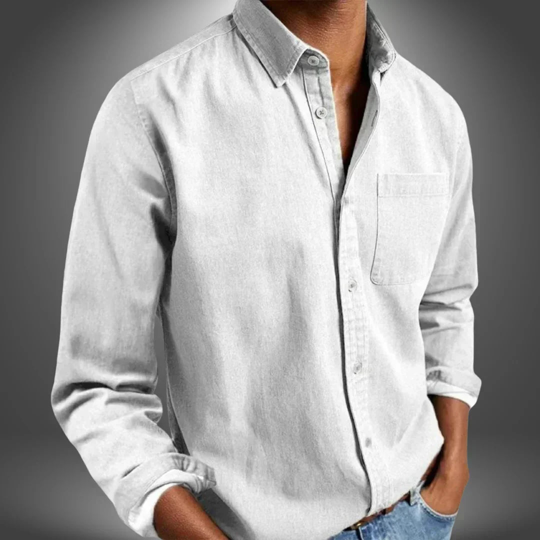 Chemise artisanale pour homme à col ouvert et coupe classique