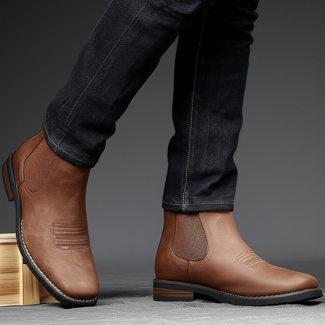 Bottes en cuir pour homme à inserts élastiques latéraux, style italien