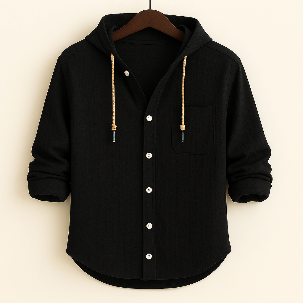 Chemise à capuche en coton doux pour homme, coupe regular