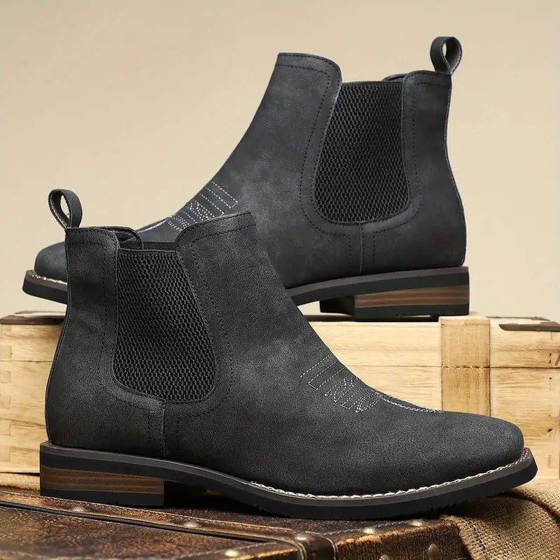Bottes en cuir pour homme à inserts élastiques latéraux, style italien
