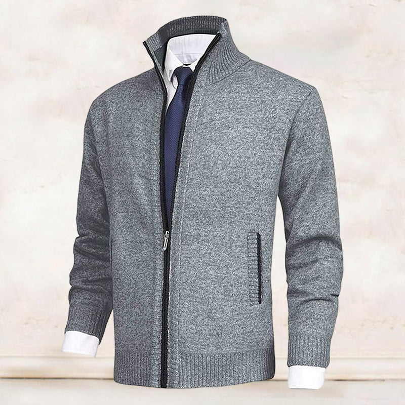 Cardigan à col haut pour homme en maille, coupe soignée et structurée