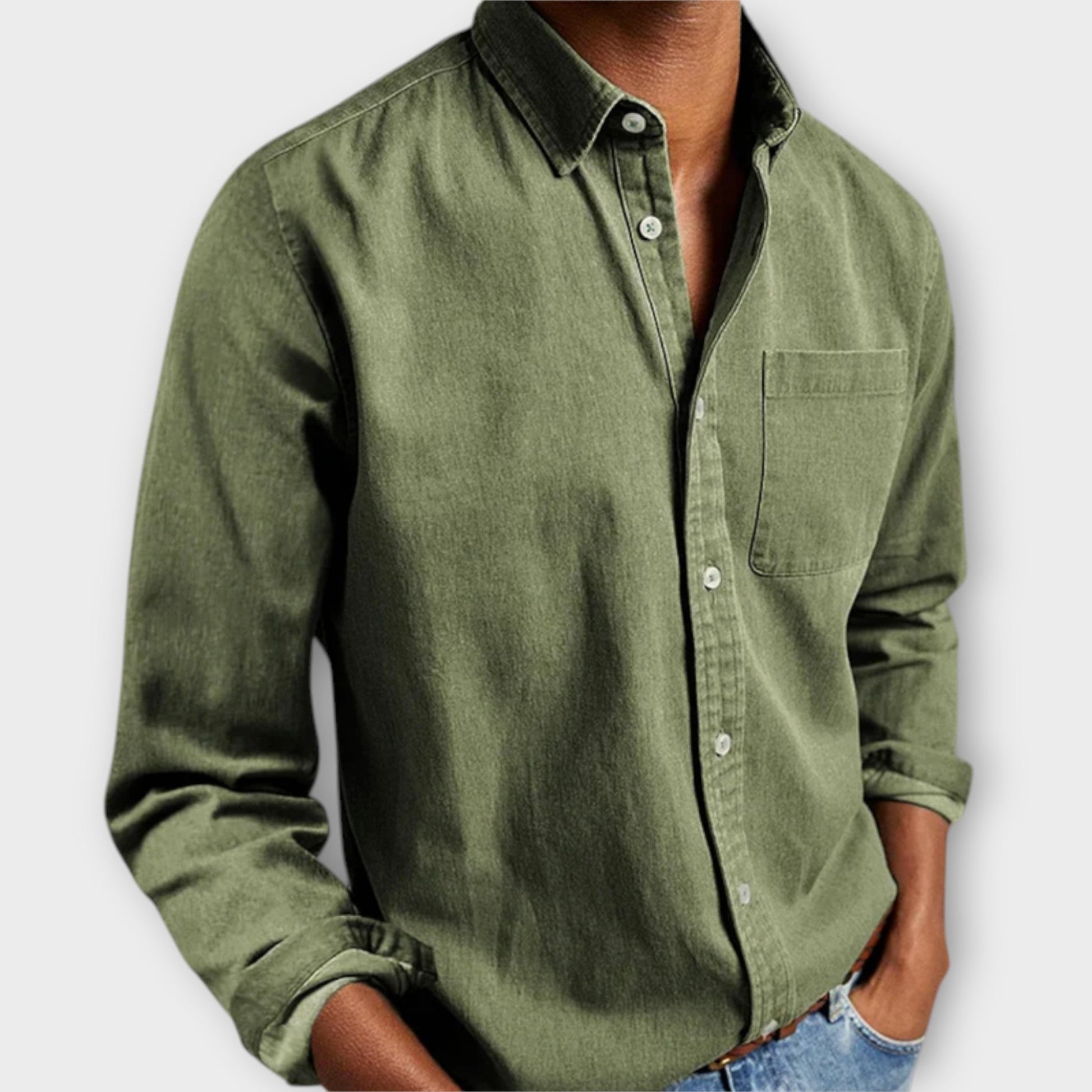 Chemise habillée pour homme à col boutonné en tissu respirant