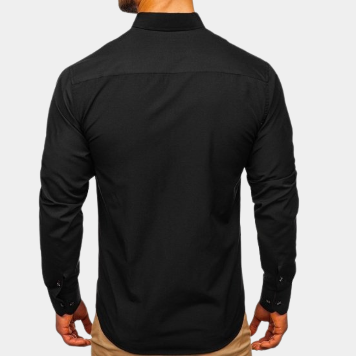 Chemise classique à manches longues en coton pour homme avec col contrasté