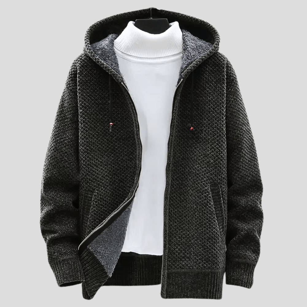 Sweat à capuche zippé pour homme avec doublure polaire, coupe régulière