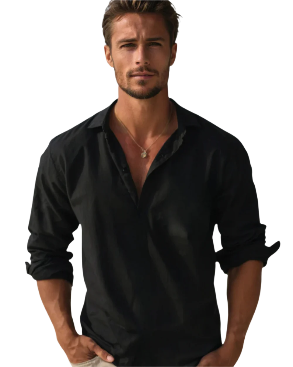 Chemise en coton à coupe ajustée pour homme, look classique et élégant