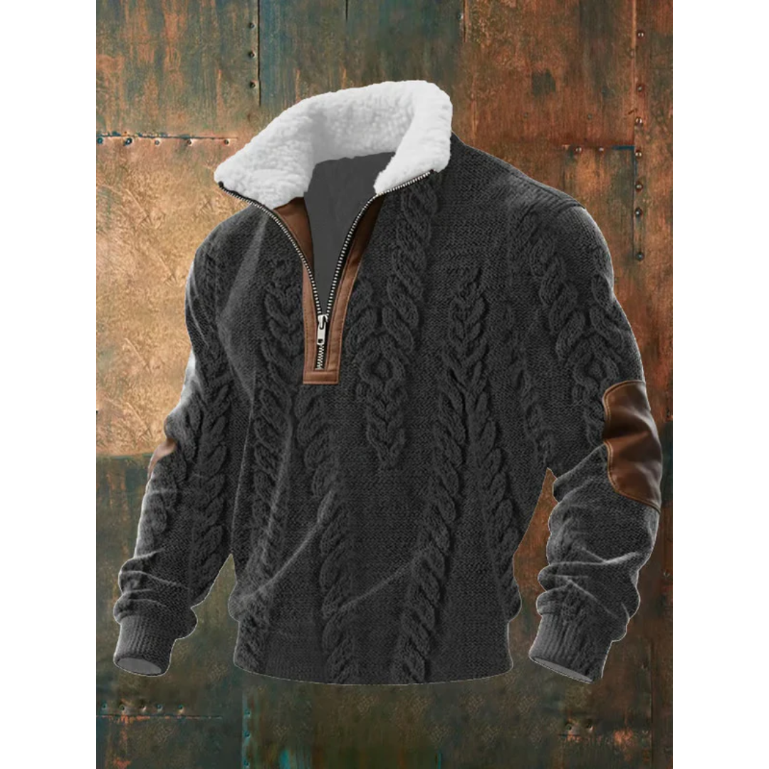 Pull à col haut en polaire pour homme, coupe épurée et col doublé