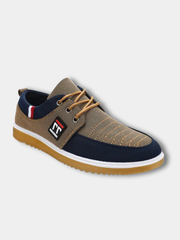 Chaussures casual en toile pour homme, disponibles en marron et bleu