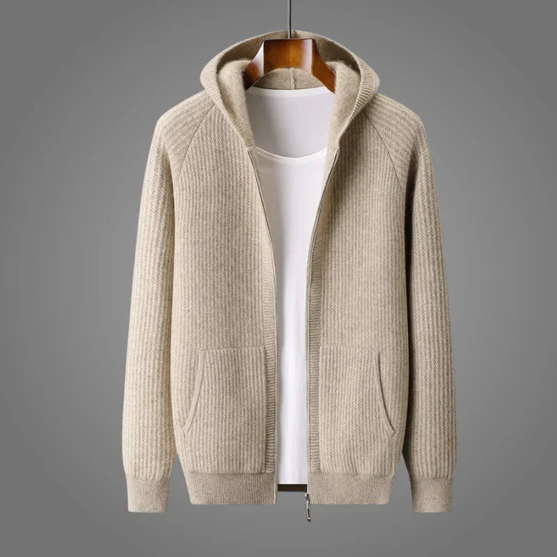Sweat à capuche en laine mérinos pour homme avec texture en nid d'abeille