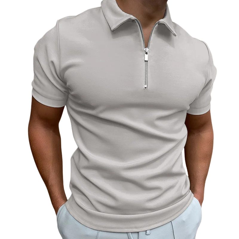 Polo homme à zip mi-haut coupe slim en tissu doux