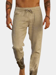 Pantalon de plage en lin pour homme à coupe décontractée et ceinture élastique