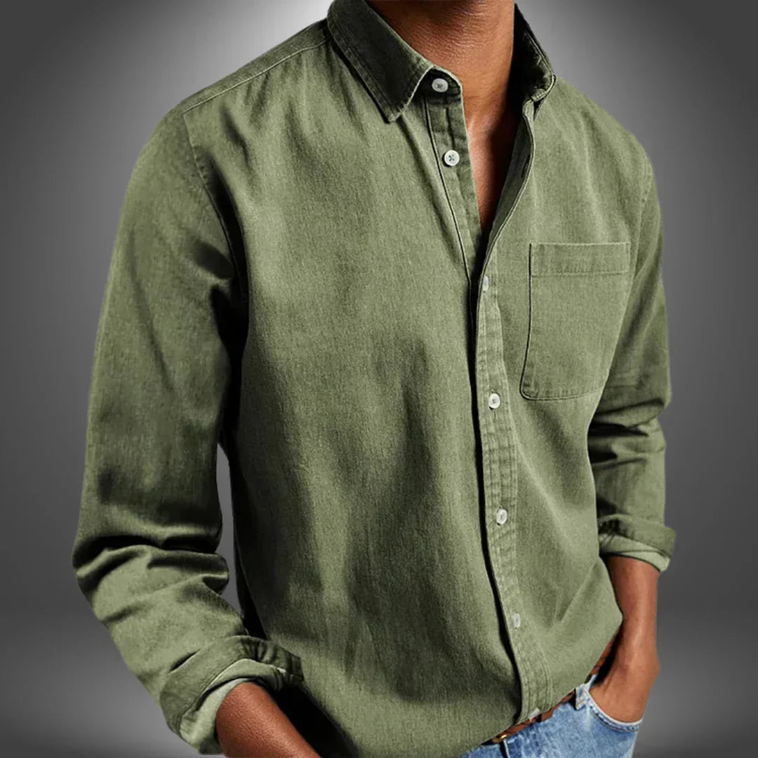 Chemise artisanale pour homme à col ouvert et coupe classique
