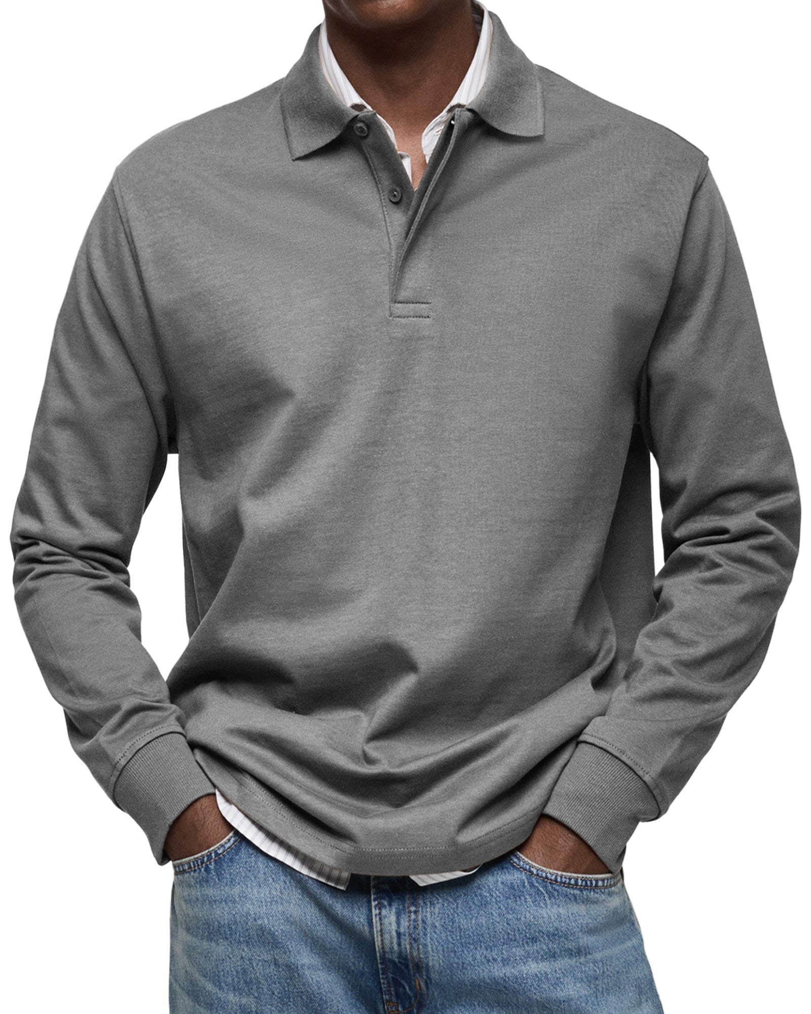 Polo à manches longues pour homme à la coupe ajustée et aux finitions soignées
