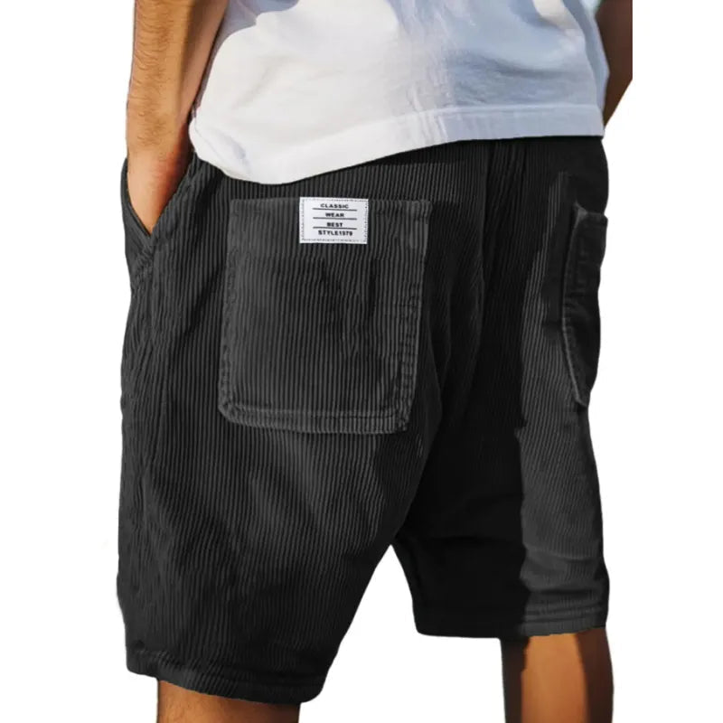 Short en velours côtelé pour homme à coupe décontractée avec taille élastique