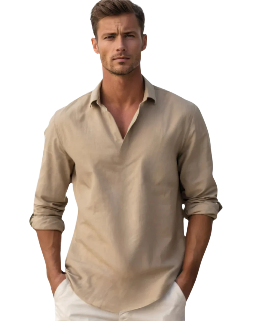 Chemise en coton à coupe ajustée pour homme, look classique et élégant