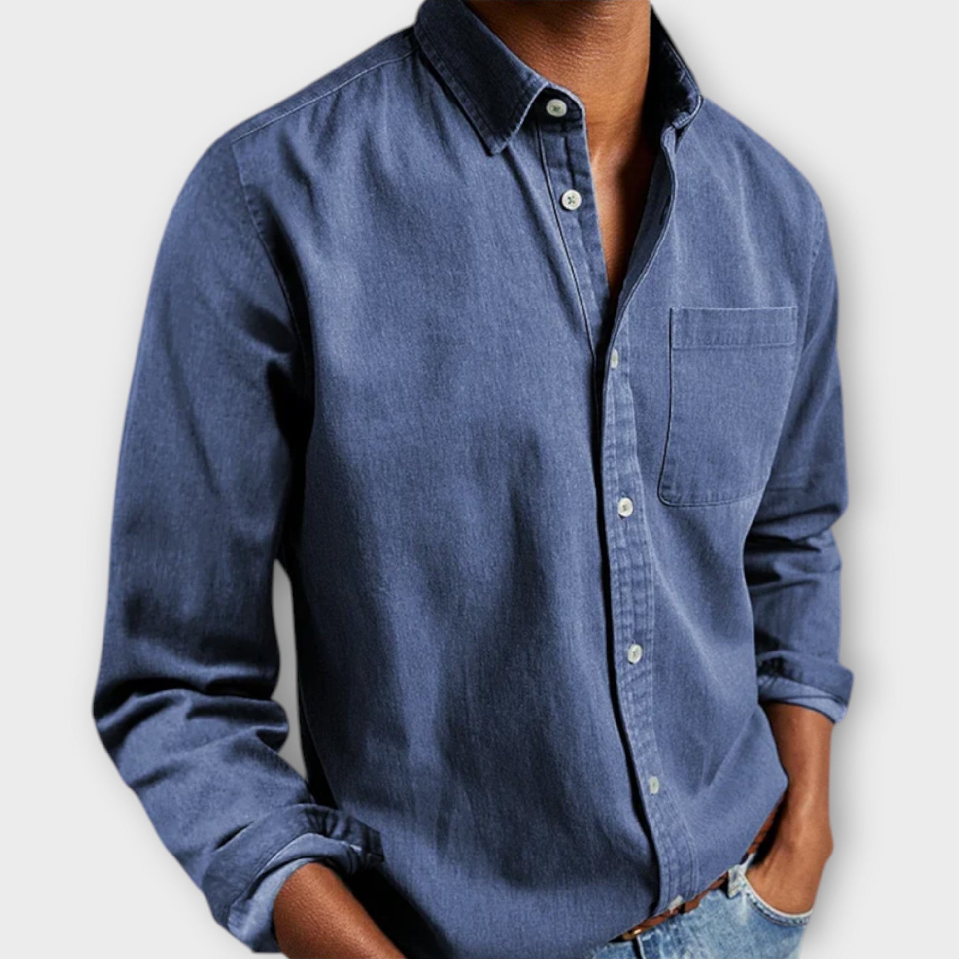 Chemise habillée pour homme à col boutonné en tissu respirant