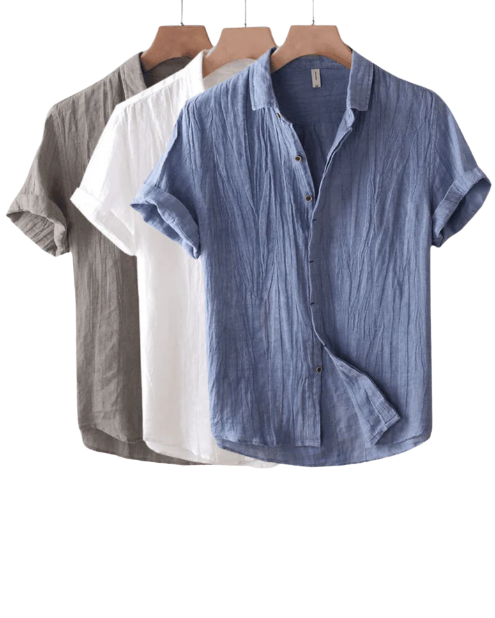 Chemise d'été en lin pour homme à coupe ajustée et boutonnage classique
