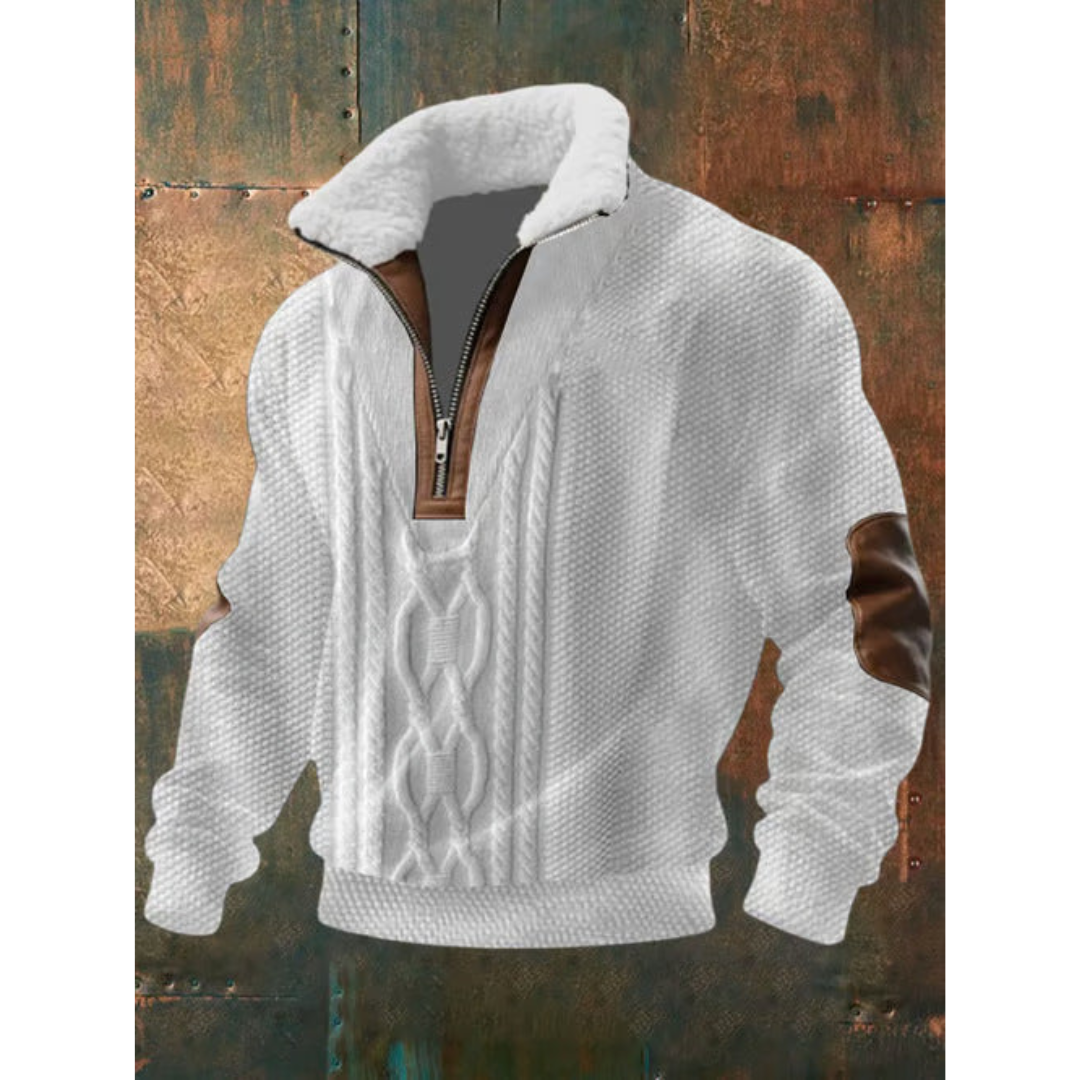 Pull à col haut en polaire pour homme, coupe épurée et col doublé
