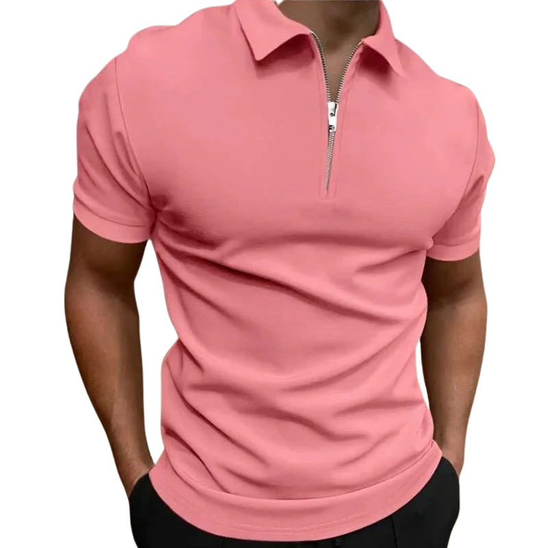 Polo homme à zip mi-haut coupe slim en tissu doux