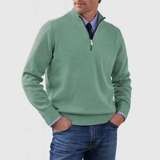 Pull à mi-zip en tricot pour homme, col structuré et coupe épurée