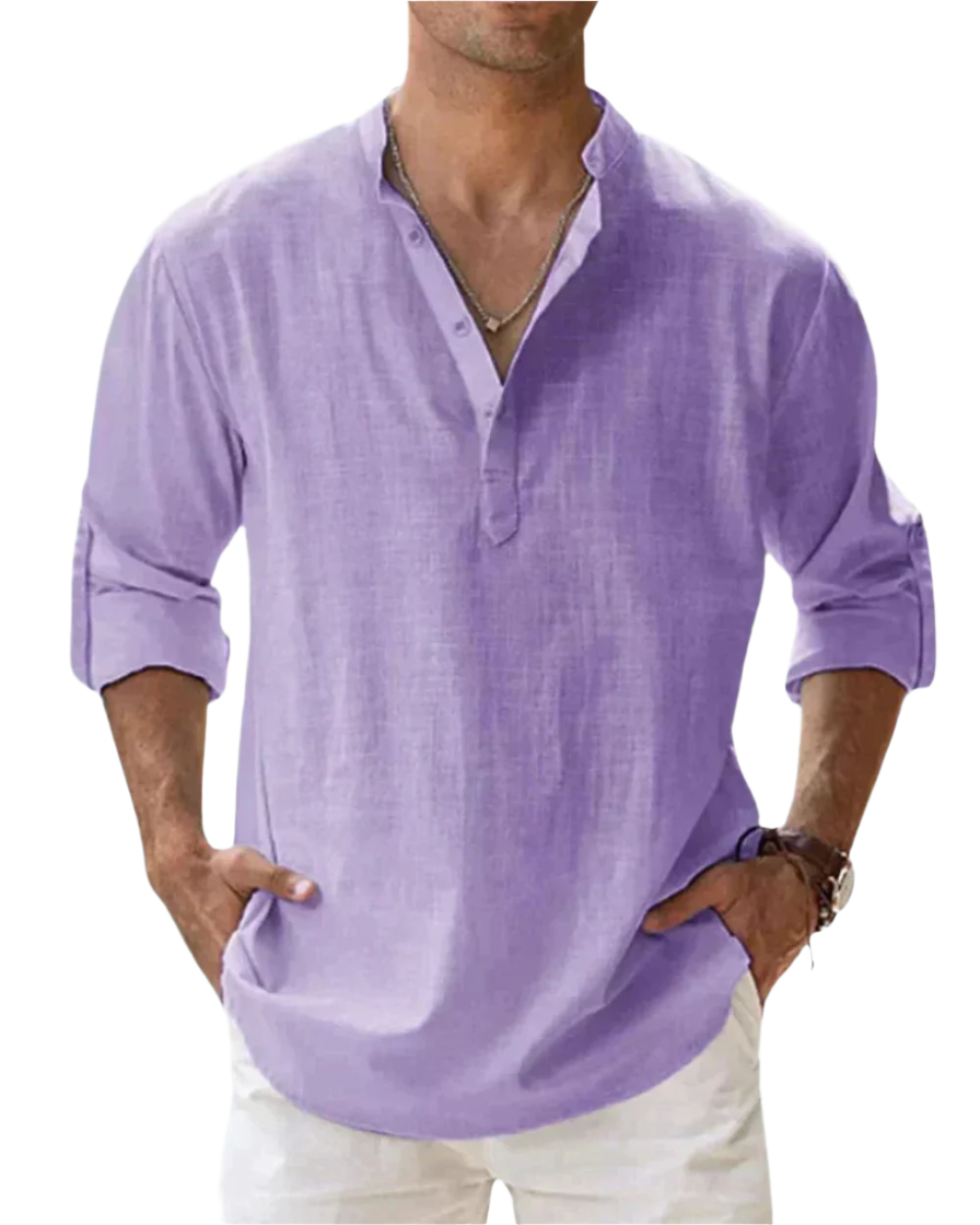 Chemise en coton à coupe ajustée pour homme, look classique et élégant