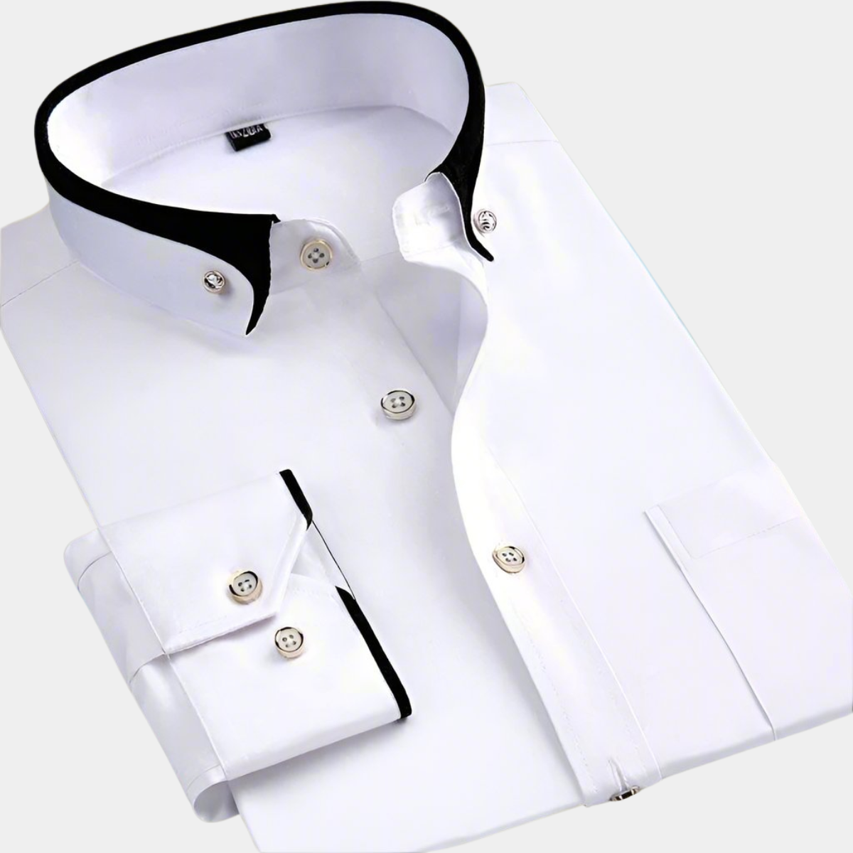 Chemise classique pour homme à manches longues en coton avec col contrasté