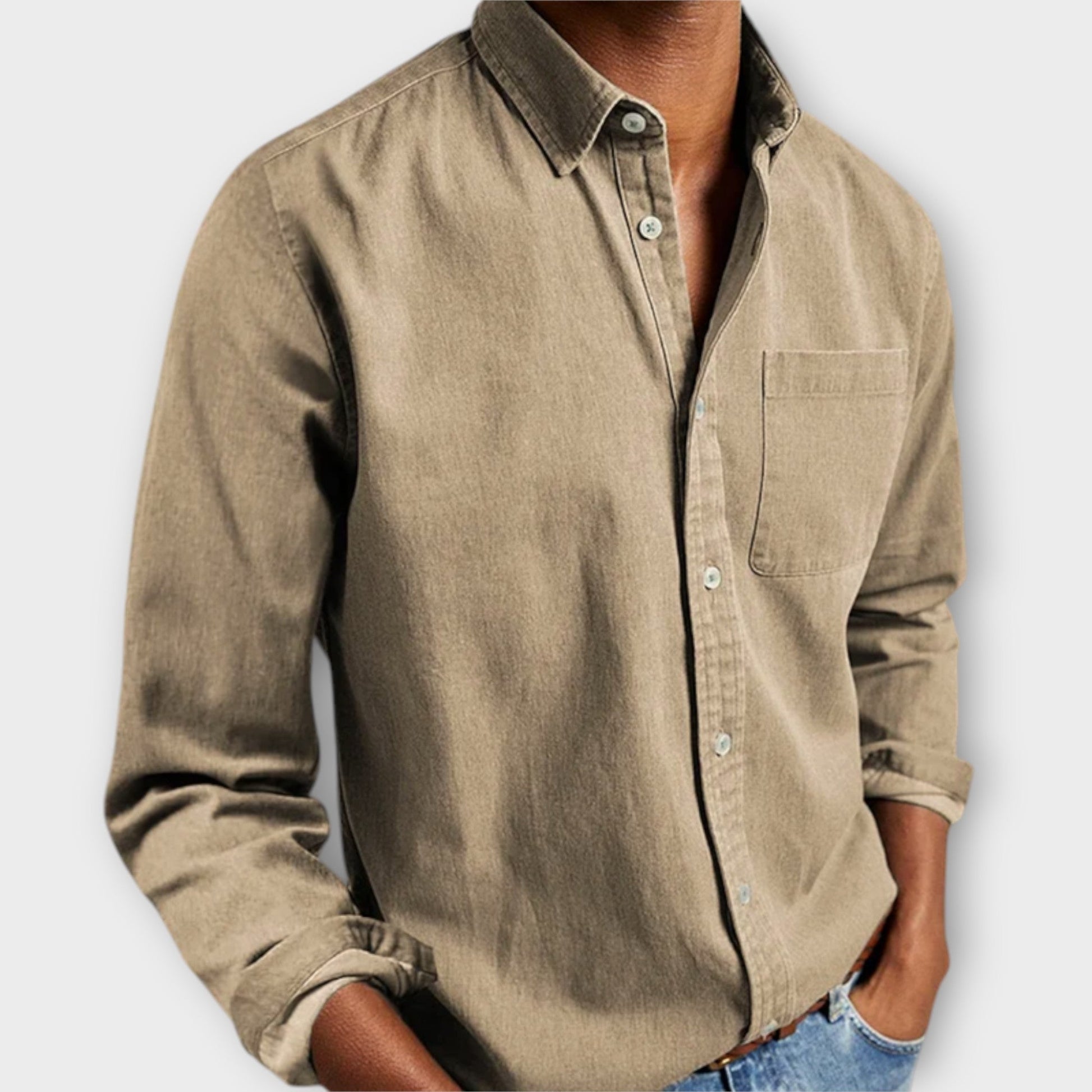 Chemise habillée pour homme à col boutonné en tissu respirant