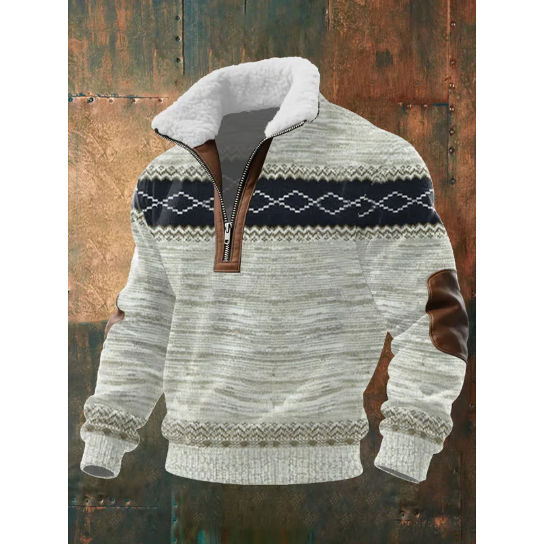 Pull à col haut en polaire pour homme, coupe épurée et col doublé