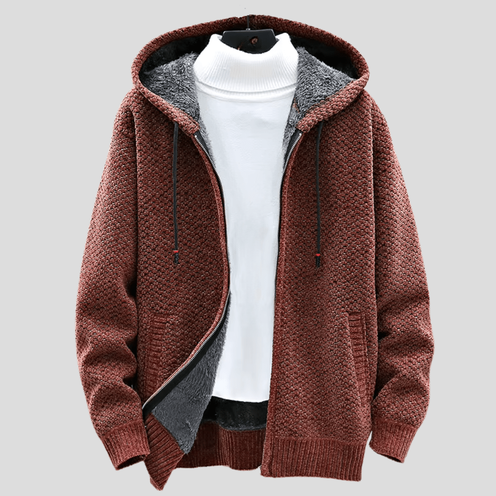 Sweat à capuche zippé pour homme avec doublure polaire, coupe régulière
